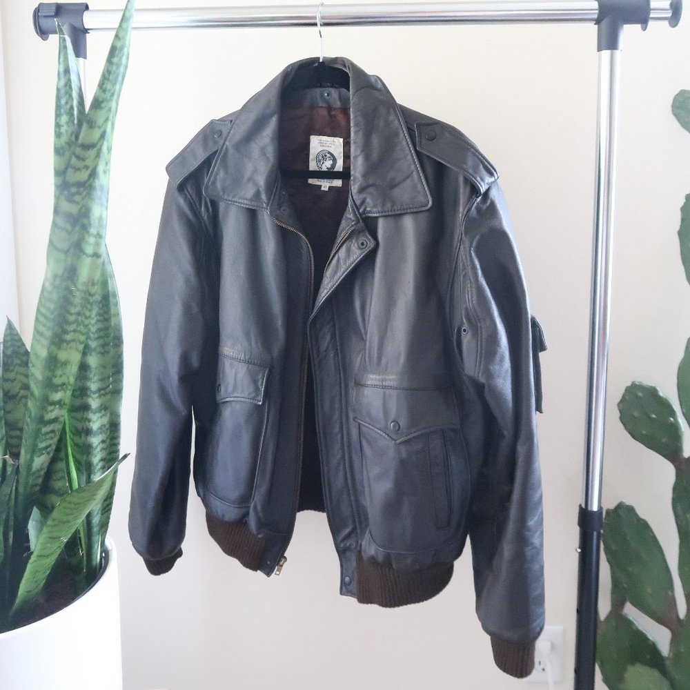 American Express Vintage Genuine Leather Bomber - Picture 2 of 5